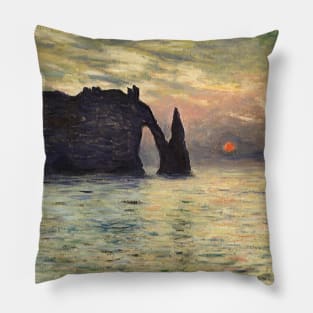 The Cliff, Etretat, Sunset by Claude Monet Pillow