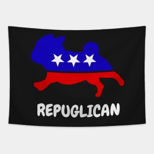 Repuglican Pug Funny Cute Republican Support Tapestry