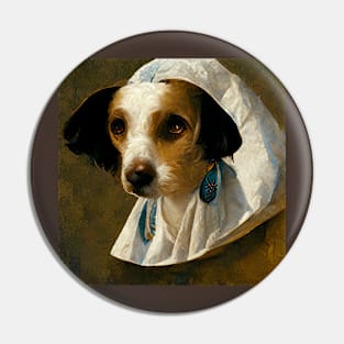 Puppy with the Pearl Earring Pin