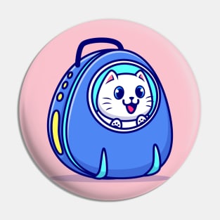 Cute Cat In Pet Carrier Bag Cartoon Pin