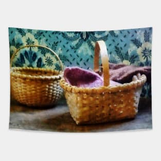 Knitting - Basket With Knitting Tapestry