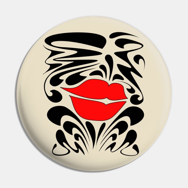 Red Decorative Funky lips Pin by Elizza