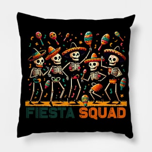 Fiesta Squad Cinco de Mayo Dancing Skeletons Sombreros Maracas Pillow