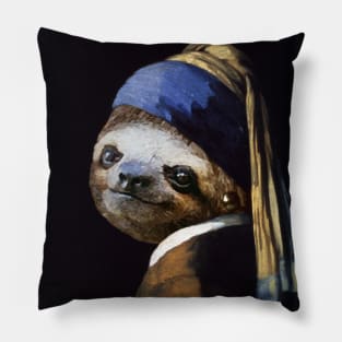 The Sloth with a Pearl Earring - Print / Home Decor / Wall Art / Poster / Gift / Birthday / Sloth Lover Gift / Animal print Canvas Print Pillow