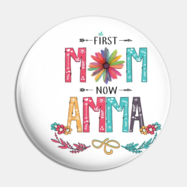 First Mom Now Amma Wildflowers Happy Mothers Day Pin by KIMIKA