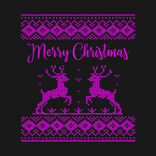 Ugly Sweater Style Christmas Deer T-Shirt