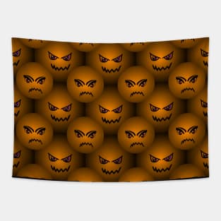 Scary Pumpkin Face on Halloween Balls Tapestry