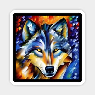 Neo-Impressionistic Wolf Face Magnet