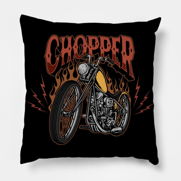 chopper custom bike Pillow by graceindrian