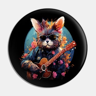 Rabbit Playing Guitar Pin