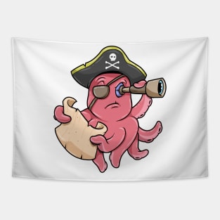 Octopus Pirate Treasure map Binoculars Tapestry