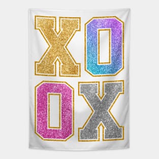 XOXO varsity letters pink glitter Tapestry