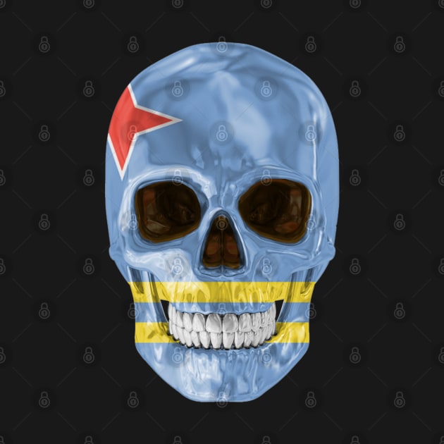 Aruba Flag Skull - Gift for Aruban With Roots From Aruba by Country Flags