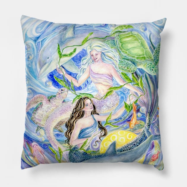 Yin Yang Mermaids Pillow by cristinahansen