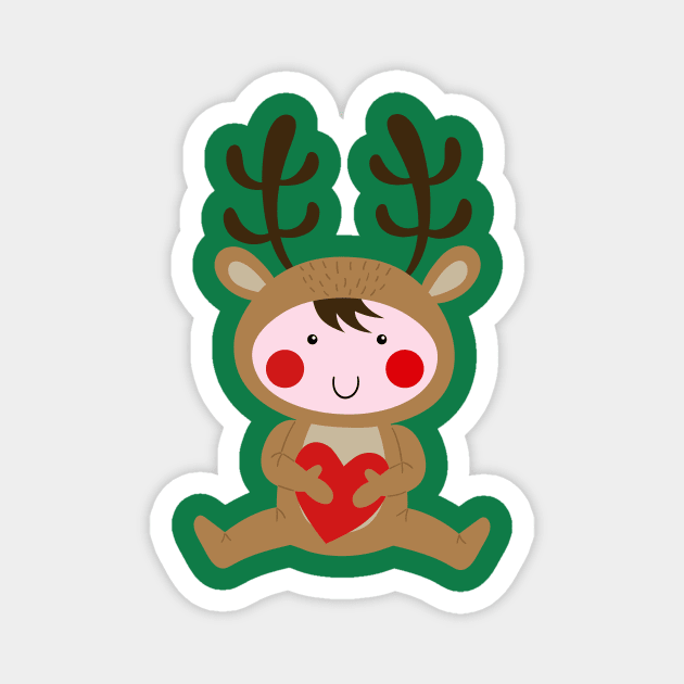 Baby dressed as a  reindeer Magnet by JoanaJuheLaju1