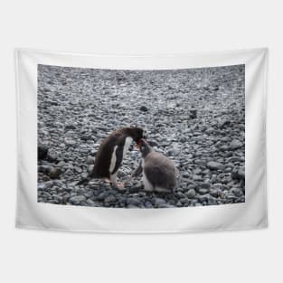 Gentoo penguin and chick at Brown Bluff Tapestry