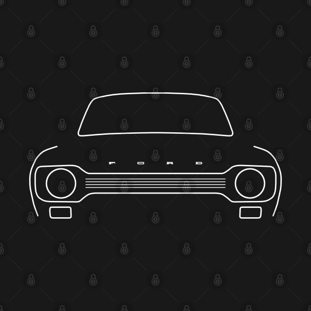 Ford Escort Mk1 classic car outline graphic (white) by soitwouldseem