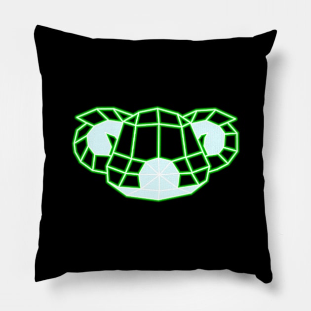 Low Poly Koala Green Line Pillow by Roosiff