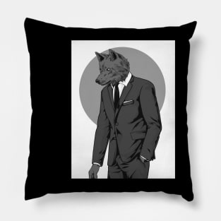 BW wolf Pillow