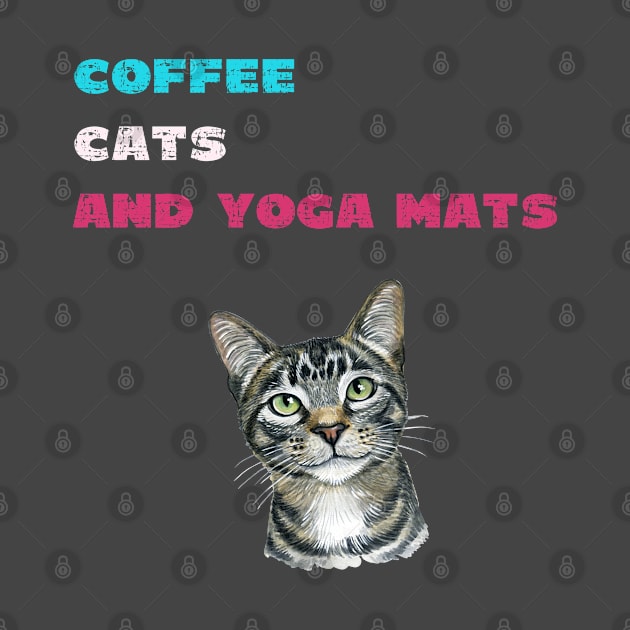 Coffee cats and yoga mats funny yoga and cat drawing by Red Yoga