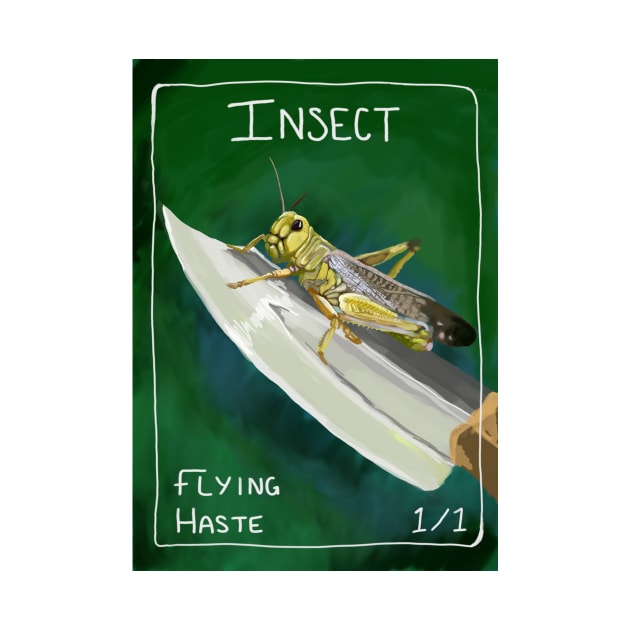 Insect Locust Token, Oh God He's Got A Knife! by sheehanstudios