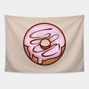 Strawberry Frosted Chocolate Drizzle Sweet Donut Tapestry