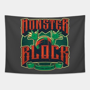 Monster Block | Metal-inspired Volleyball design Tapestry