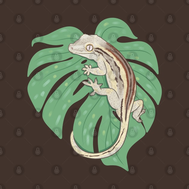 Gargoyle Gecko & Monstera by starrypaige