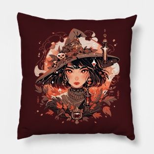 Witchy Halloween Lady Pillow