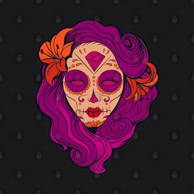 Pink hair Pin-up goth girl graphic design by AdrianaHolmesArt