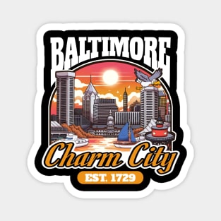 Baltimore Charm City Cartoon Cityscape Magnet