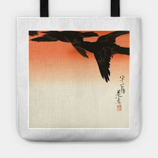 Crows and Red Sky Vintage Japanese Print by Shibata Zeshin Tote