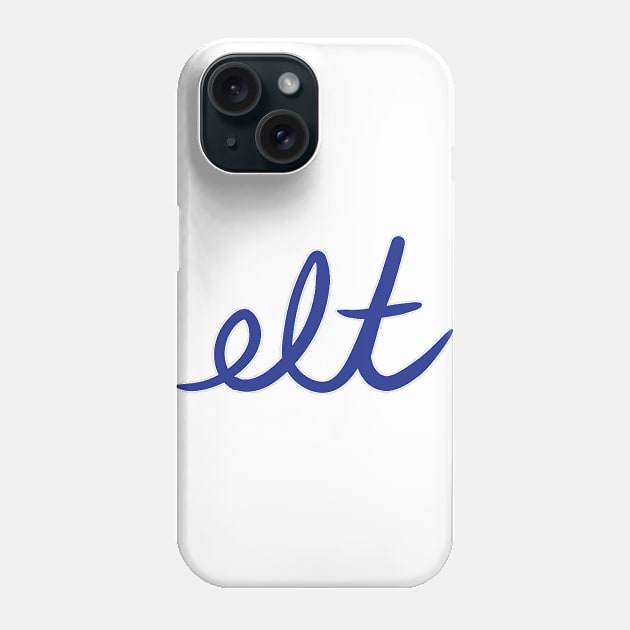 ELT Clothing Cursive Logo Blue | Large Phone Case by ELTClothing