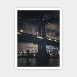 Two Bridges by Night, NYC Magnet