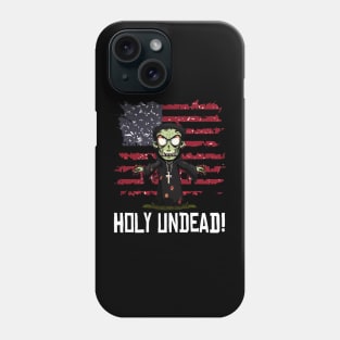 Scary Halloween Zombie Priest Preacher Happy 4th Usa American Flag July Fourth Phone Case