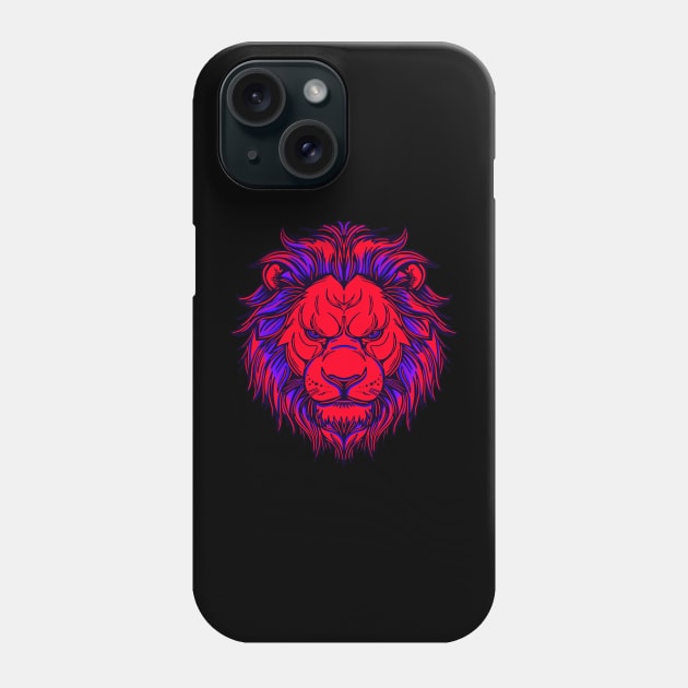 Bright red lion with blue mane Phone Case by DaveDanchuk