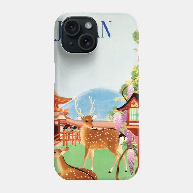 Vintage Travel Poster Japan Fawn Phone Case by vintagetreasure