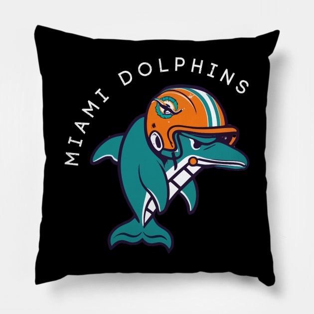 Dolphins Helmet Funny - Miami Pillow by nikalassjanovic