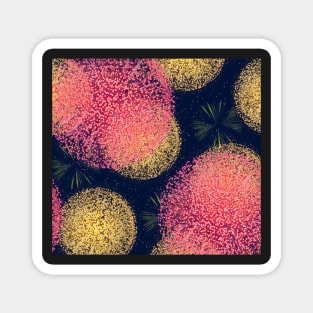 Pink and Yellow Fireworks Magnet