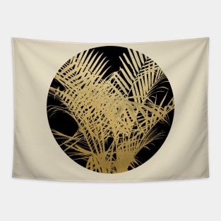 Golden Palm on Black Tapestry