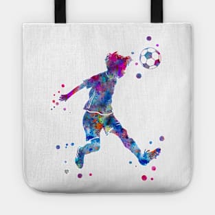 Soccer Player Little Boy Heading the Ball Tote