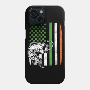 St Patricks Day Bass Fishing Irish American Flag Gift Phone Case