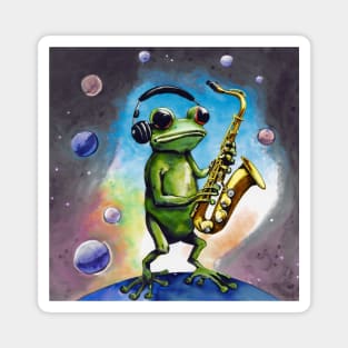 Sax Frog in Space Magnet