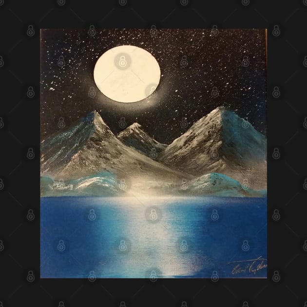 Moon mountain lake by Edwardtiptonart