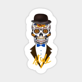 Catrina style skull with a suit and marking elegant style. Magnet