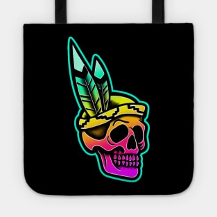 colorful native american skull Tote