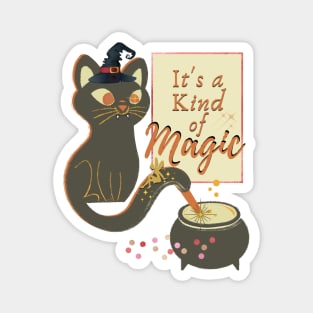 Halloween Wizard Black Cat Magnet