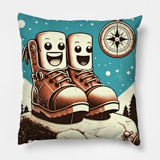 Happy Trails Hiking Boots Adventure Awaits Pillow