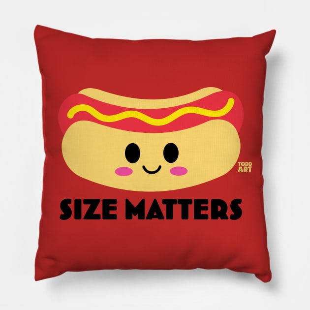 SIZE MATTERS Pillow by toddgoldmanart