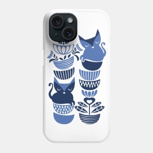 Swedish folk cats I // indigo blue Phone Case